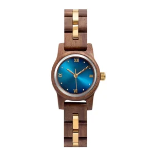 Black Walnut and Stainless Steel Japanese Movement Round Customized Logo Wooden Watch
