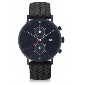 Black Woven Strap Water Resistant Watch for Men Custom Own LOGO Chronograph Wrist Watch
