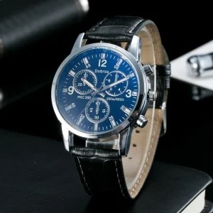 Blue Glass Quartz Analog Watch Casual Cool Wrist Watch MW135
