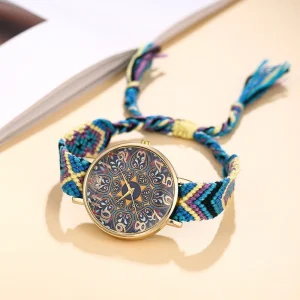 Bohemian Woven Strap Women Watches Vintage Arabic Numeral Dial Quartz Watches for Ladies Clock Reloj Mujer