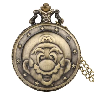 Bounce Bros Old Pocket Watch with Chin Roman Numerals Locket Watch Pendant Vintage Necklace Charm for Gamer Gifts