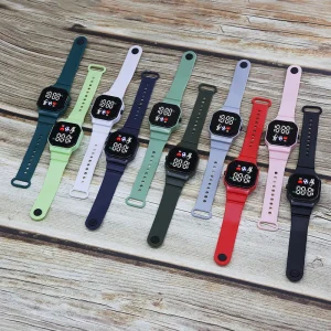 Boys Girls LED Luxury Digital Watch Rainbow Square Fashion Sports Student Silicone Plastic Lighting