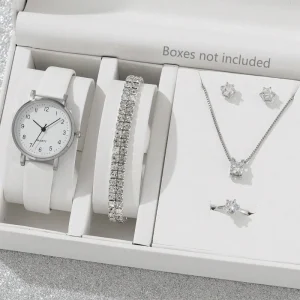 Bracelet Diamond Earring Necklace Diamond Jewelry Set Women Quartz Watches Set for Ladies