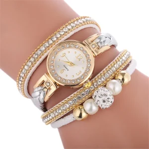 Bracelet Watches Women Wrap Around Fashion Bracelet Lady’s Alloy Watch with Diamond Wrist Watch Clock