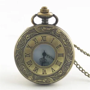 Bronze Classic Antique Vintage Quartz Roman Pocket Watch