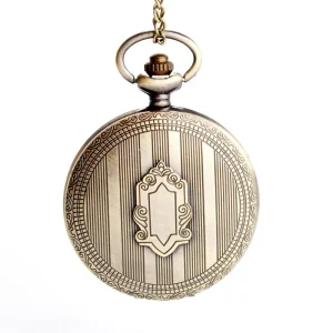 Bronze Quartz Watch Vintage Vertical Grain Shield Pocket Watches
