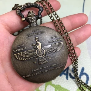 Bronze Retro Quartz Pocket Watch for Men Necklace Chain Pendant Timepiece Gifts Men New Year Gift