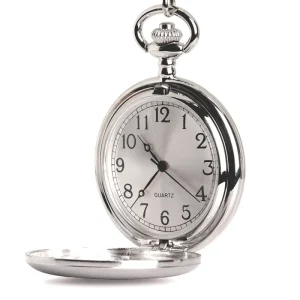 Brush Finished Empty Case Antique Silver Clock Quartz Pocket Watch
