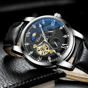 Business Automatic Mechanical Watch 8859 Waterproof Leather Band for Men Custom Logo Classic Design