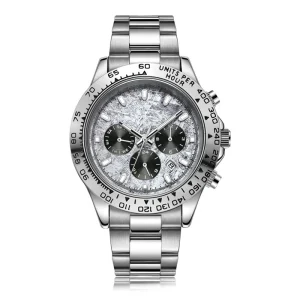Business Automatic Mechanical Watch for Men Stainless Steel 20mm Band Glass Dial Luminous Waterproof Day Date