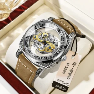 Business Binbond Fashion Wristwatch Men Gold Tourbillon Skeleton Quartz Wrist Watches for Men