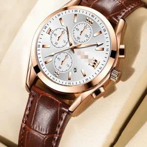 Business Casual Belt Round Calendar Luminous Men’s Quartz Watch