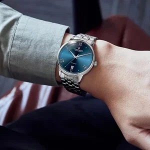 Business Casual Fully Automatic Mechanical Watch Luxury Simple Coin Style Alloy 40mm Dial 20mm Band Watch