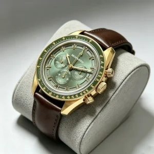 Business Casual Men’s Green Leather Belt Waterproof 50M Fully Automatic Mechanical Watch