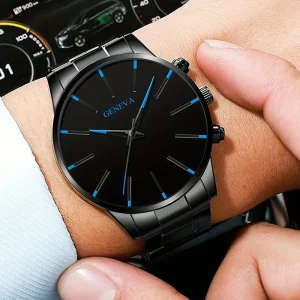Business Casual Men’s Quartz Watch Stainless Steel Bracelet Wristwatch with Durable Glass Face
