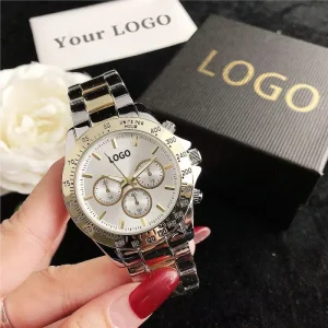 Business Chronograph Quartz Watches Men Wrist Luxury Luminous Silver Stainless Steel Strap Waterproof