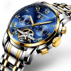 Business Custom Logo Stainless Steel Calendar 3 Atm Waterproof Automatic Movement Watch for Man