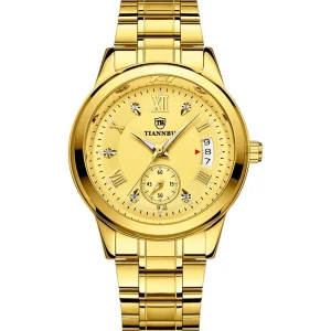 Business Dress Men Watch Stainless Steel Quartz Calendar Watch Multifunctional Wristwatches