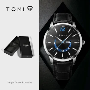 Business Fashion Quartz Watch with Leather Strap Alloy Case Pointer Dial Men’s Gift