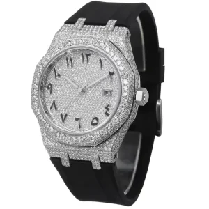 Business Luxury Moissanite Sport Watch with Stainless Steel Case and Sapphire Crystal