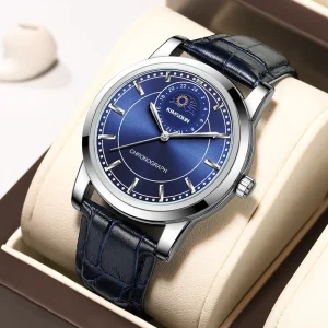 Business Luxury Quartz Watch for Men Leather Strap Waterproof Wrist Watch