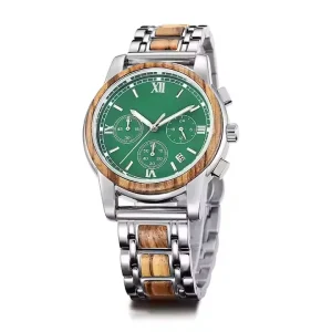 Business Man Waterproof Quartz Wooden Watches Private logo Natural Wooden Combined Stainless Steel Wooden Watches for Women Men