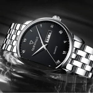 Business Men’s Casual Calendar Clock Stainless Steel Quartz Watch