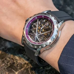 Business Men’s Skeleton Round Mechanical Watch Stainless Steel Case Scratch-resistant Sapphire Crystal Watch Glass