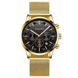 Business Men’s Watch Alloy 42mm Hardlex Dial Multifunctional Calendar Stainless Steel Band 30M Waterproof Luminous Luxury