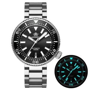 Business Sport Automatic Chronograph Stainless Steel Pointer Watch Men Black Mint Green Accents Day-Date Function Waterproof