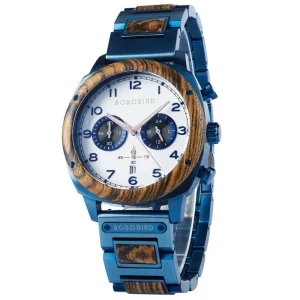 Business Sports Quartz Unisex Wooden Wristwatch Waterproof Chronograph Pointer Luminous Hands Calendar Custom Antique