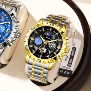 Business Star Fashion Design Quartz Alloy Men’s Watch Waterproof Night Light Pointer