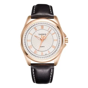 Business Style Men’s Quartz Watch PU Leather Strap Luminous Luxury Wrist Watch