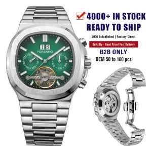 Business Watch Ice Blue OEM Rotating 40mm Luxury Men’s Mechanical Steel Band Tourbillon Automatic Movement Watch