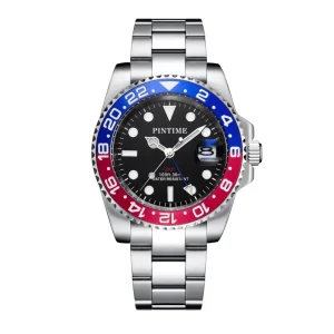 Business Wristwatch Dual Time Zone Steel Band Water Resistant Luminous Effect 40mm Quartz 20mm Pointer