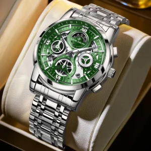 Business style Quartz Watch with Stainless Steel Band Pointer Display