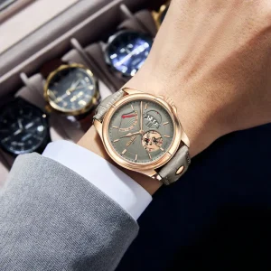 Businesses Quartz Watch for Men Top Luxury Waterproof Luminous Wrist Watch Men Leather Sport Men Watch