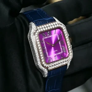Bustdown Watch Full Moissanite Montre En Moissanite VVS1 Mechanical Men’s Luxury Hip Hop Moissanite Bezel Wristwatch
