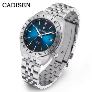 CADISEN 8230 GMT Watch for Men, Automatic Mechanical Wristwatch, Blue Luminous, 100m Waterproof, Diver Watch
