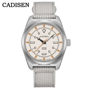 CADISEN 8246 TI 7 Titanium Steel Automatic Mechanical Wristwatch, Canvas Strap, MIYOTA Movt, Luminous, Sapphire, Waterproof