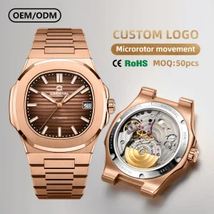 CARNIVAL Luxury Business Automatic Diver 43mm Stainless Steel Sapphire Crystal Microrotor Movement Mechanical Watch for Men
