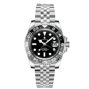 CORGEUT Mens 10ATM SL3032 GMT Movement Diver Sports Watch Mechanical Automatic Business Genuine Sapphire Stainless Steel