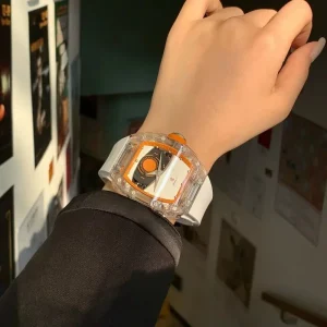 CRONUSART Crystal Tonneau Left Hand Wind Mechanical Watch Rubber 3D Art Polygonal Designer Edition MOQ 20 Asia 15 Day Delivery