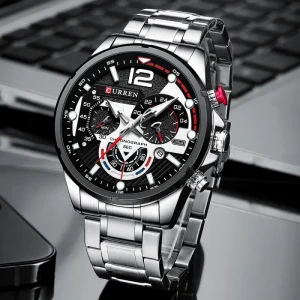 CURREN 8395 Men Watch Calendar Wristwatch Stainless Steel Band Sport Quartz Watch