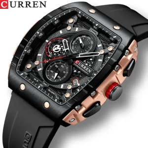 CURREN 8442 Men’s Watch Multi function Silicone Six Pin Chronograph Quartz Watches Fashion Sports Waterproof Luminous Men Watch