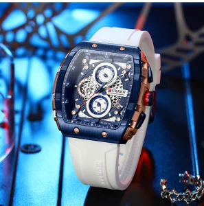 CURREN 8442 Quartz Wristwatch Casual Sport Waterproof Chronograph Silicone Strap Watch for Men