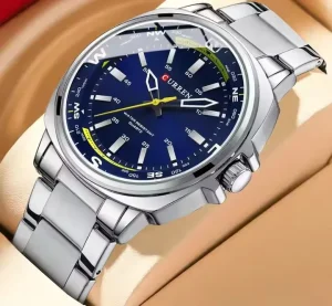 CURREN 8455 Blue Fashion Casual Unique Design Quartz Watch for Men Simple Business Stainless Steel Men Clock