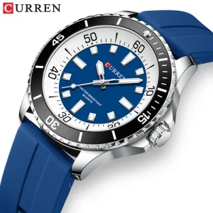 CURREN Watch for Men Blue Silicone Strap Quartz Watches Mens Luxury Waterproof Luminous Man Wrist Watch Relojes Hombre