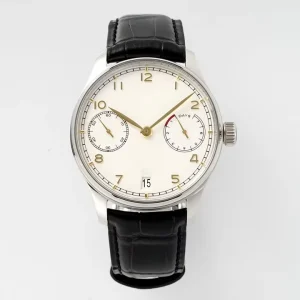 Calendar Chronograph Multifunction Stainless Steel Case Genuine Leather Strap Men’s Business Watch