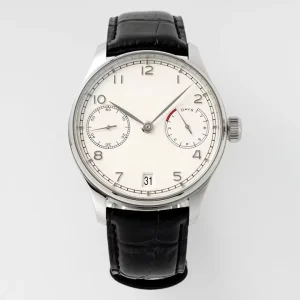 Calendar Chronograph Multifunction Stainless Steel Case Genuine Leather Strap Sports Men’s Watch